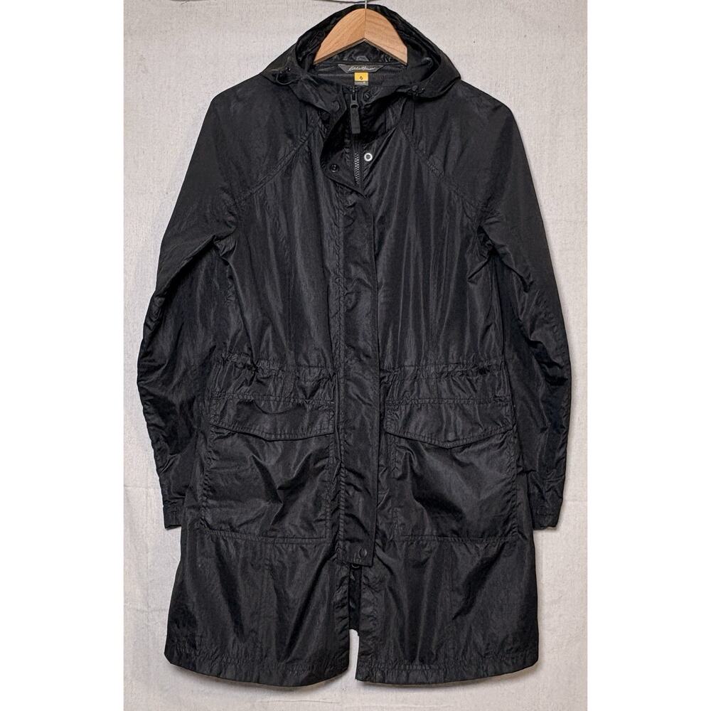 Eddie‎ Bauer Travex long Rain Jacket Women's Sz M Black